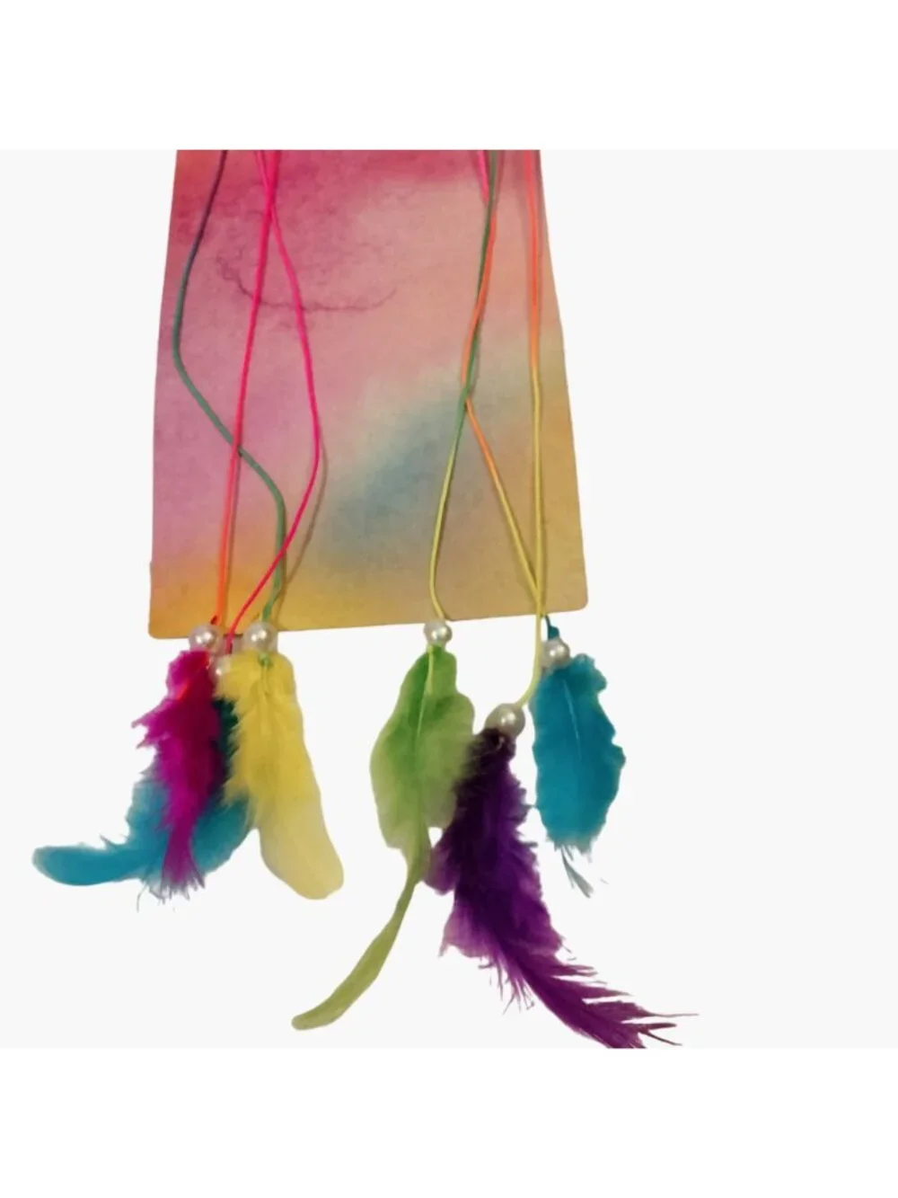 Rainbow Dreamcatcher With Feathers Beads 12 Inches Long Multicolor LGBT